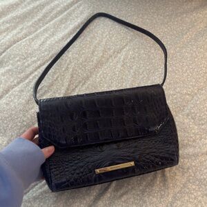 BRAHMIN NAVY ALLIGATOR SHOULDER BAG
